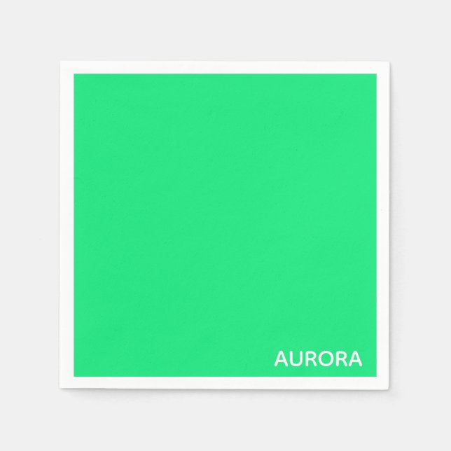 Aurora green colour name napkin (Front)
