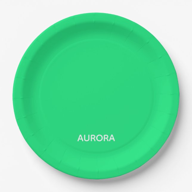Aurora green colour name paper plate (Front)