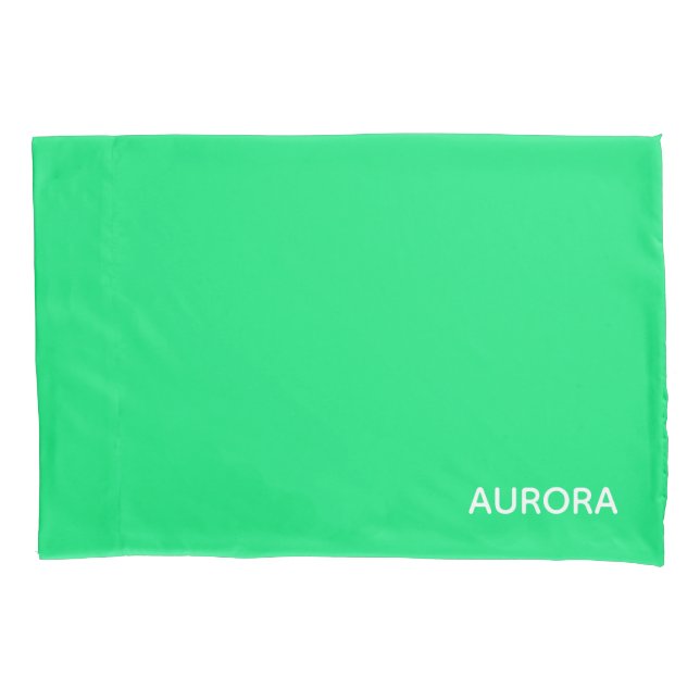 Aurora green colour name pillowcase (Front)