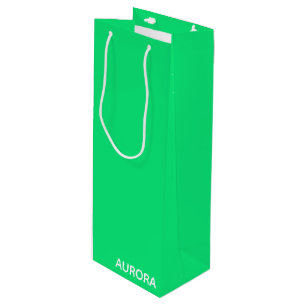 Aurora green colour name wine gift bag