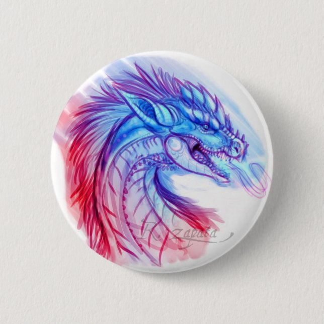 Aurora Ice dragon 2 Inch Round Button (Front)