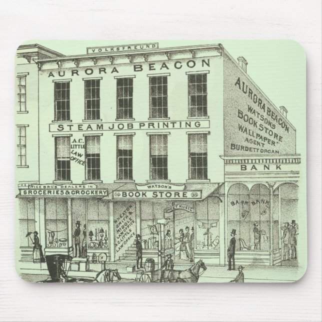Aurora Illinois Aurora Beacon News 1871 Stone Lith Mouse Pad (Front)