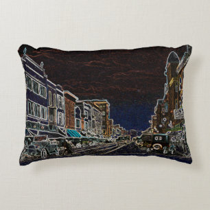 Aurora Illinois South Broadway Neon Art 1920 Accent Pillow