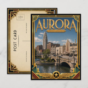 Aurora Illinois Vintage Art Deco Golden Age Postcard