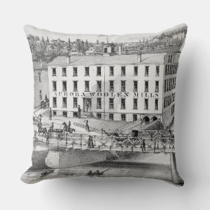 Aurora Illinois Woolen Mills 1871FOX RIVER Throw Pillow