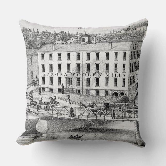 Aurora Illinois Woollen Mills 1871FOX RIVER Throw Pillow (Front)