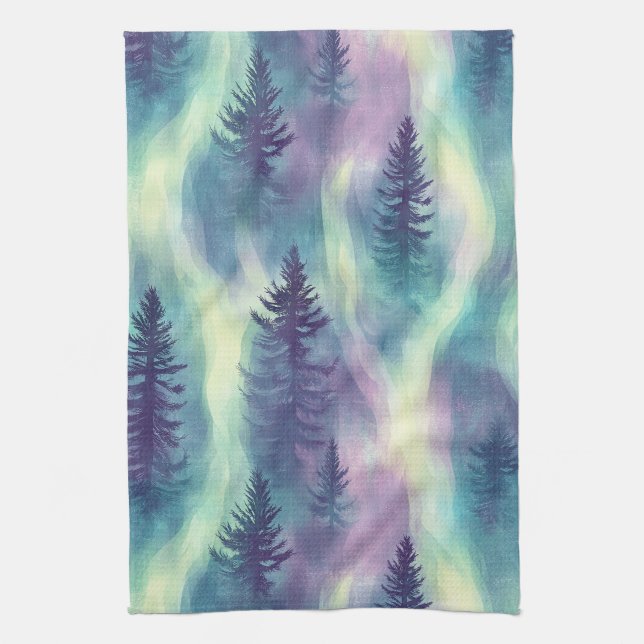 Aurora Landscape Forest Pattern Kitchen Towel (Vertical)