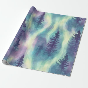 Aurora Landscape Forest Pattern Wrapping Paper