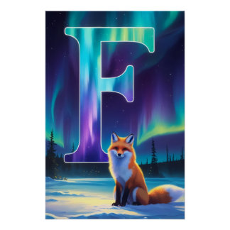 Aurora Letter F Poster | Northern Lights Art Print
