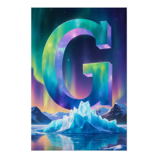 Aurora Letter G Poster | Northern Lights Art Print