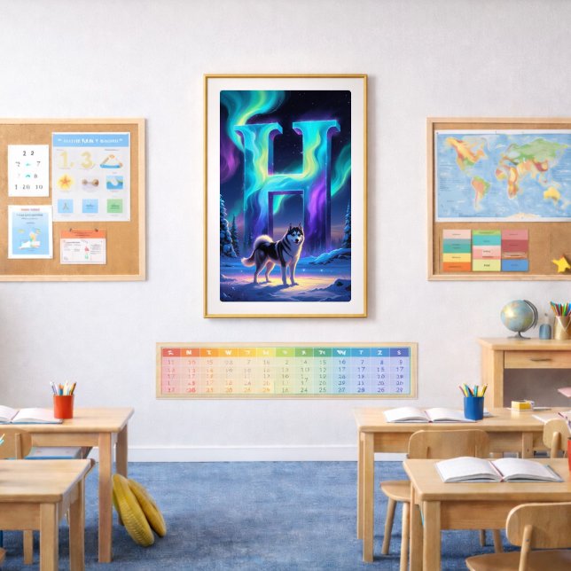 Aurora Letter H Poster | Northern Lights Art Print (Creator Uploaded)