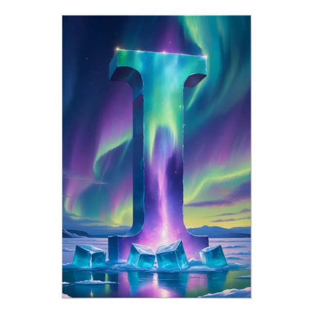 Aurora Letter I Poster | Northern Lights Art Print (Devant)