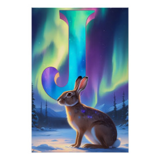 Aurora Letter J Poster | Northern Lights Art Print