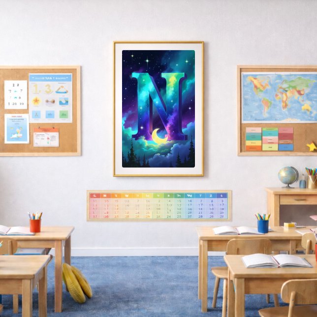 Aurora Letter N Poster | Northern Lights Art (Creator Uploaded)