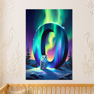 Aurora Letter O Poster   Northern Lights Art