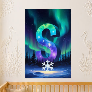 Aurora Letter S Poster   Northern Lights Art