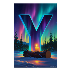 Aurora Letter Y Poster   Northern Lights Art
