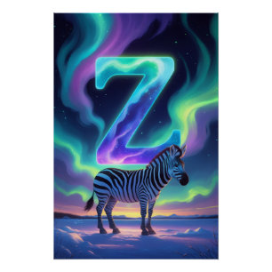 Aurora Letter Z Poster   Northern Lights Art