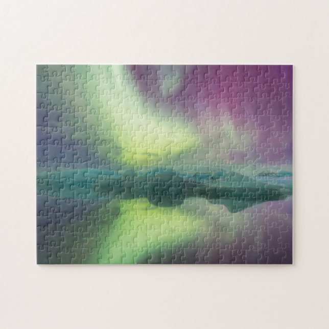 Aurora Lights in Lagoon | Jokulsarlon, Iceland Jigsaw Puzzle (Horizontal)