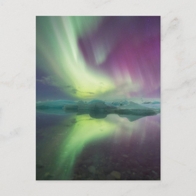 Aurora Lights in Lagoon | Jokulsarlon, Iceland Postcard (Front)