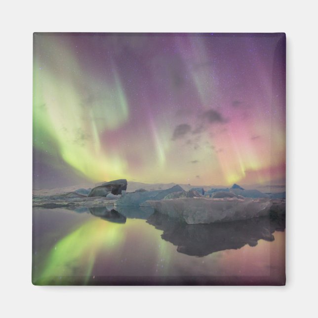 Aurora Lights Reflect in Lagoon Magnet (Front)
