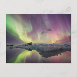 Aurora Lights Reflect in Lagoon Postcard
