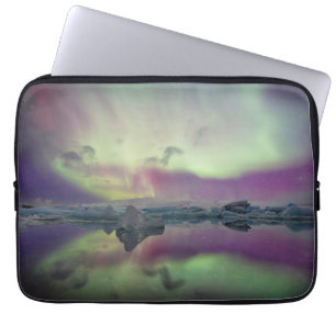 Aurora Lights Reflect Lagoon   Iceland Laptop Sleeve