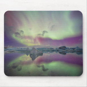 Aurora Lights Reflect Lagoon Iceland Mouse Pad