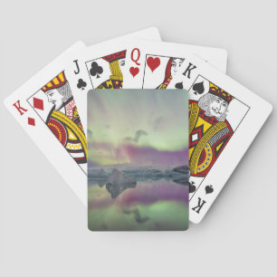 Aurora Lights Reflect Lagoon   Iceland Playing Cards