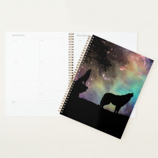 Aurora Lights With Wolves Planner