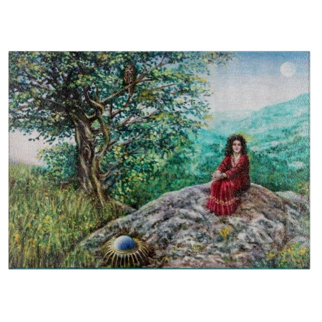 AURORA / MAGIC TREE, green, blue, Cutting Board (Front)