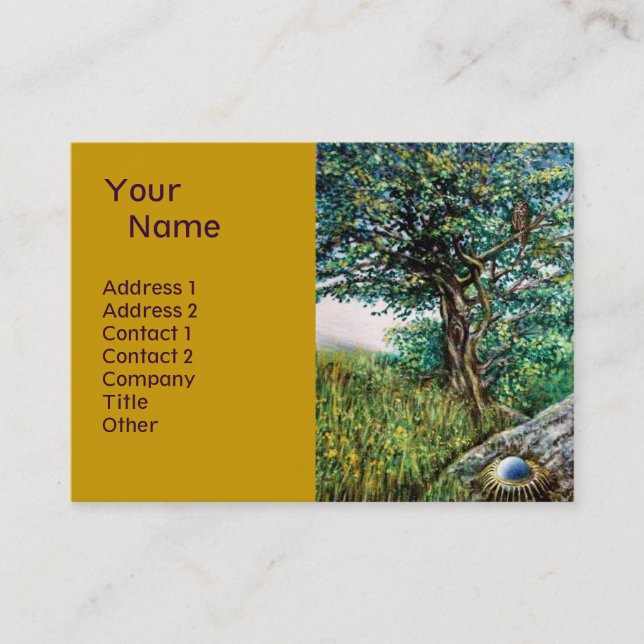 AURORA / MAGIC TREE, green, blue,yellow Business Card (Front)