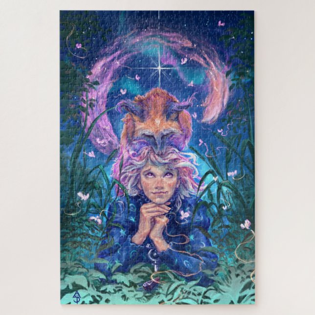 Aurora & Magicfox -Fantasy Night Under the Stars Jigsaw Puzzle (Vertical)