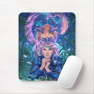 Aurora & Magicfox – Fantasy Night Under the Stars Mouse Pad