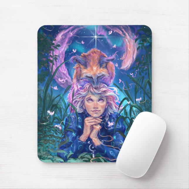 Aurora & Magicfox – Fantasy Night Under the Stars Mouse Pad (With Mouse)