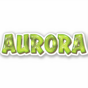 Aurora Name Kiwi Design Sticker