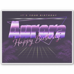 Aurora Name Vorname lila retro Sticker Geburtstag