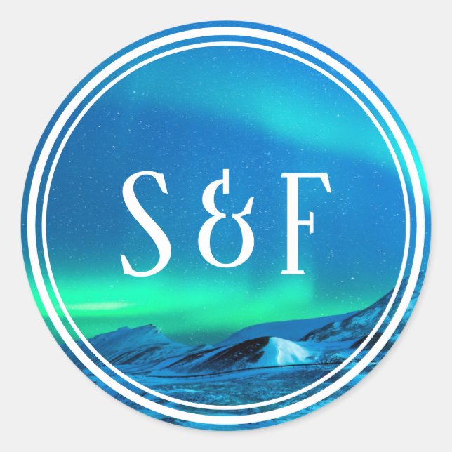 Aurora Northern Lights Monogram Envelope Seal (Front)