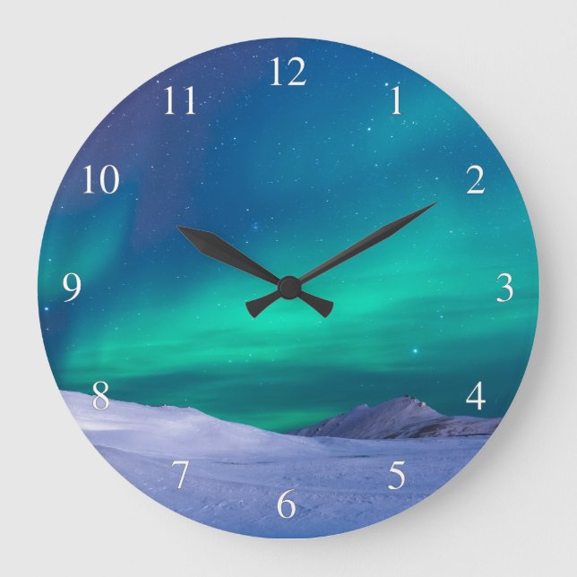 Aurora Northern Lights Small Numbers Large Clock (Front)