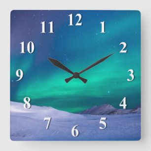 Aurora Northern Lights Square Wall Clock