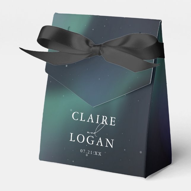 Aurora Northern Lights Wedding Favor Box (Front Side)