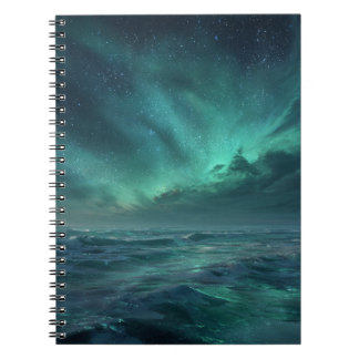 Aurora Ocean Glow Green Night Sky Carnet