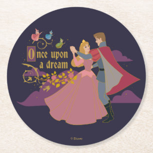 Aurora & Phillip Once Upon a Dream Waltz Round Paper Coaster