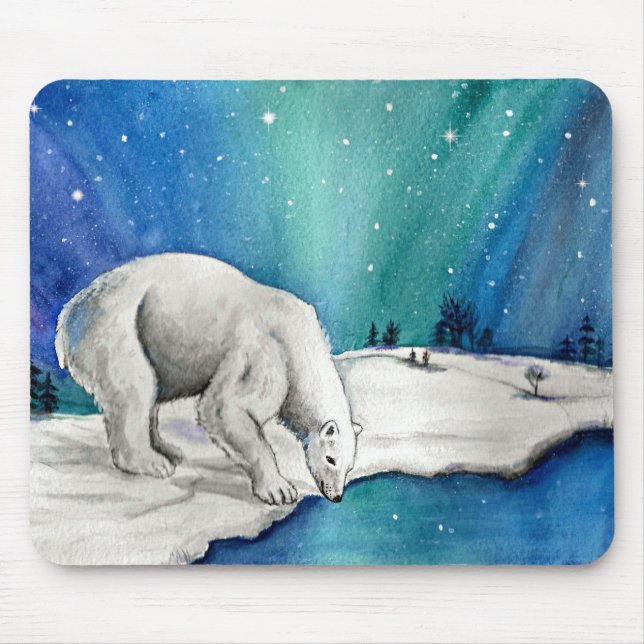 Aurora Polar Bear Mouse Pad (Front)