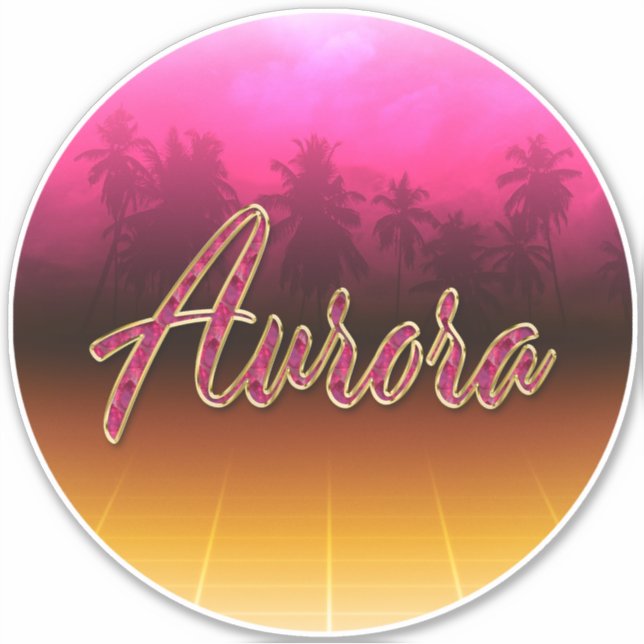 Aurora Prénom Golden rose Autocollants (Devant)