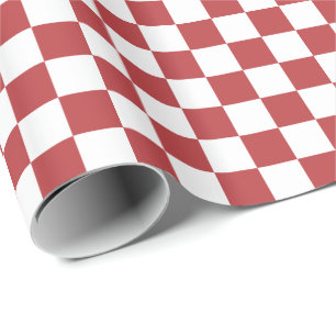 Aurora Red and White Chequered Wrapping Paper