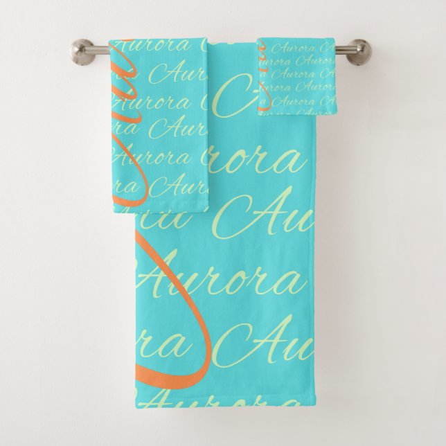 Aurora Repeating Name Pattern  Bath Towel Set (Insitu)