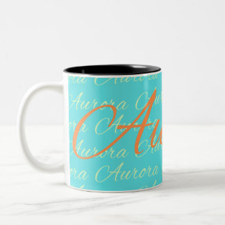 Aurora Repeating Name Pattern  Two-Tone Coffee Mug