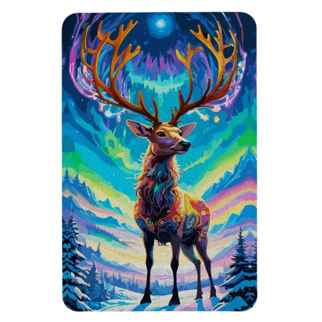 Aurora Stag: Magic in the Night Magnet (Vertical)