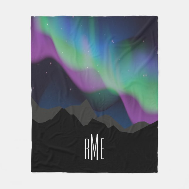 Aurora Starry Night Monogrammed Fleece Blanket (Front)